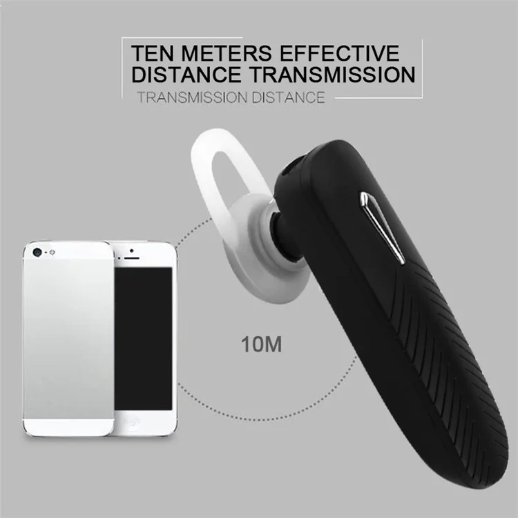 168 Universal Bluetooth 4.0 Wireless Headset Music Stereo Earpiece with Built-in Mic for iPhone Samsung Huawei - Black