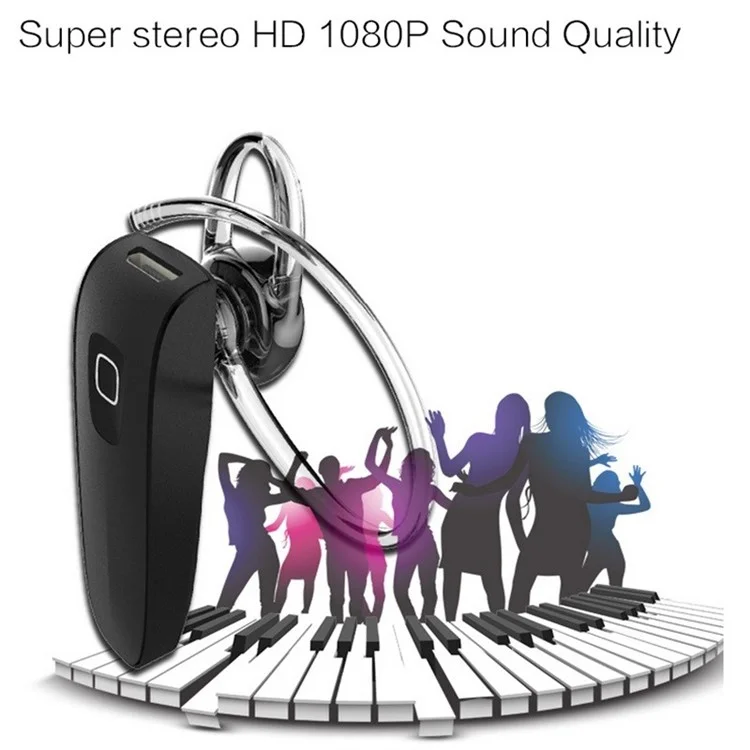B1 Bluetooth 4.0 Wireless Headset Noise-cancelling Mono Earphone with Ear Hook - Black