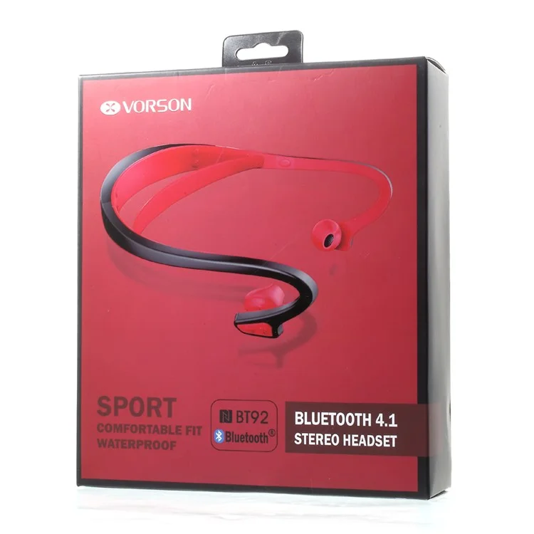 VORSON BT92 Bluetooth 4.1 Sport Stereo Headphone with Mic - Red