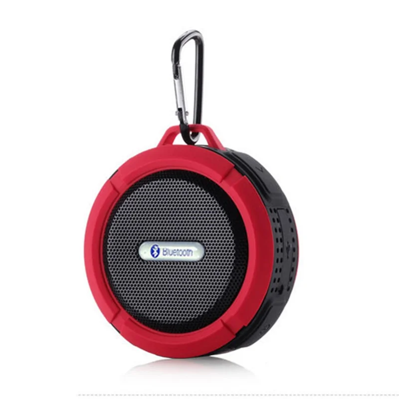 C6 Mini Suction Cup Wireless Bluetooth-compatible Speaker Waterproof Outdoor Speaker with Carabiner - Red