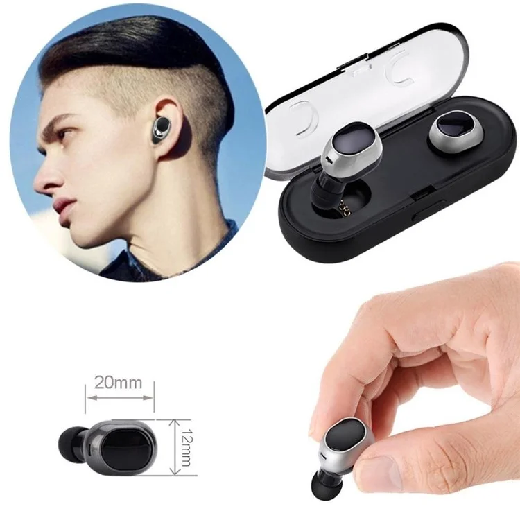 TWS16 Mini Bluetooth 4.2 Earphones Wireless In-ear Headset with Charging Storage Box - Black