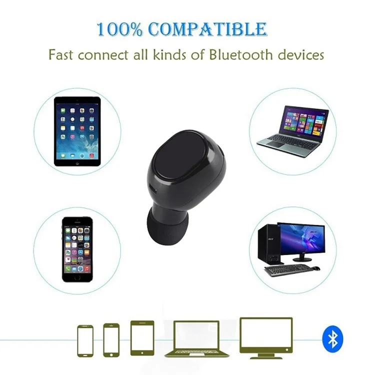 TWS16 Mini Bluetooth 4.2 Earphones Wireless In-ear Headset with Charging Storage Box - Black