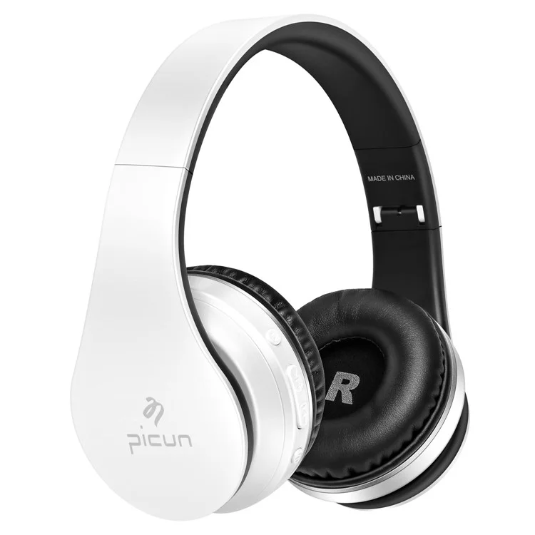 PICUN P16 Foldable Mega Bass Wireless Bluetooth Headphone for iPhone 7 Samsung Note 8 etc. - White + Black