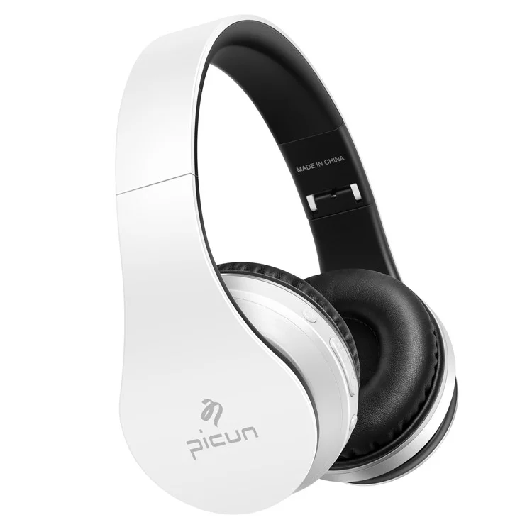 PICUN P16 Foldable Mega Bass Wireless Bluetooth Headphone for iPhone 7 Samsung Note 8 etc. - White + Black