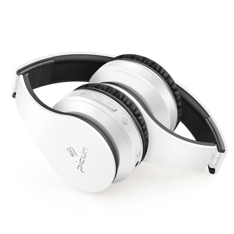 PICUN P16 Foldable Mega Bass Wireless Bluetooth Headphone for iPhone 7 Samsung Note 8 etc. - White + Black