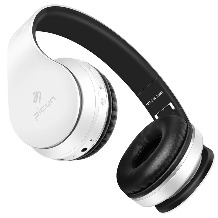 PICUN P16 Foldable Mega Bass Wireless Bluetooth Headphone for iPhone 7 Samsung Note 8 etc. - White + Black