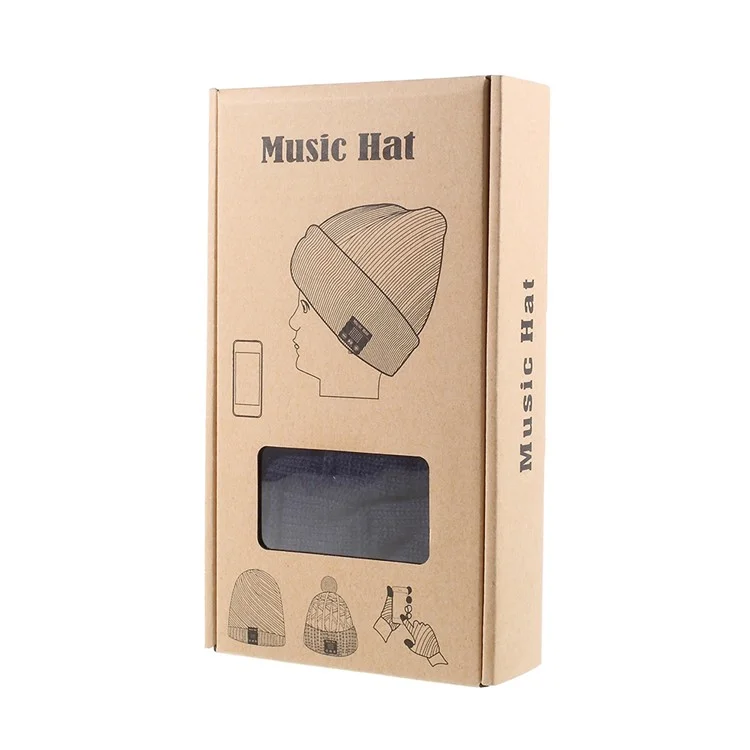 Knitted Winter Warm Hat Cap Built-in Wireless Bluetooth Headphone & Microphone Support TF Card - Dark Blue