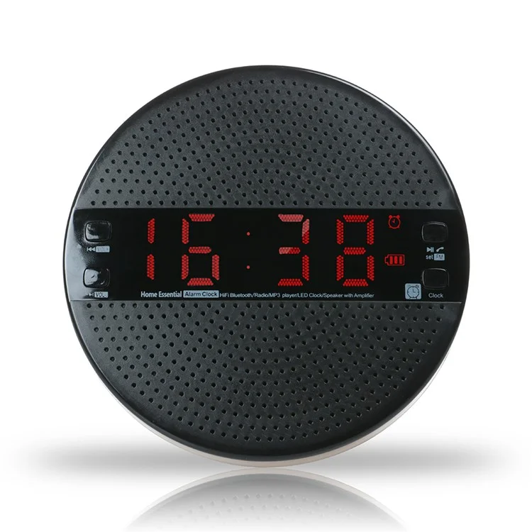 Alarm Clock FM Radio Wireless Bluetooth Subwoofer Speaker with Remote Controller Support TF Card/USB/Aux-in