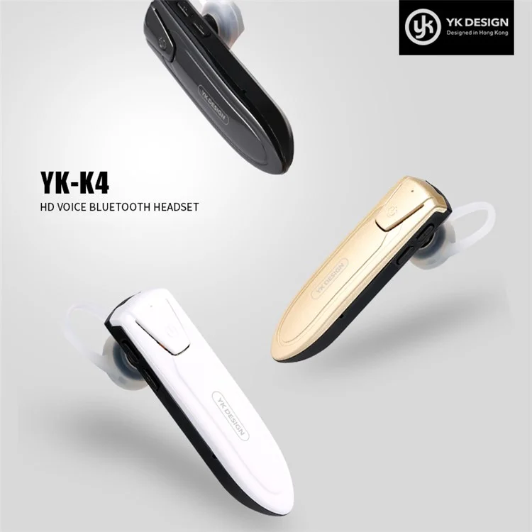 YK K4 In-ear Earhook Wireless Bluetooth Stereo Headset Handsfree Headphone - Black