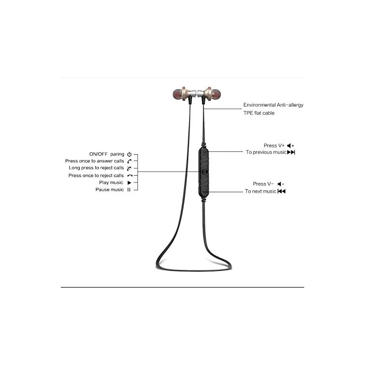 AWEI A860BL Sports Stereo Wireless Bluetooth V4.0 In-ear Headphone with Mic - Gold Color