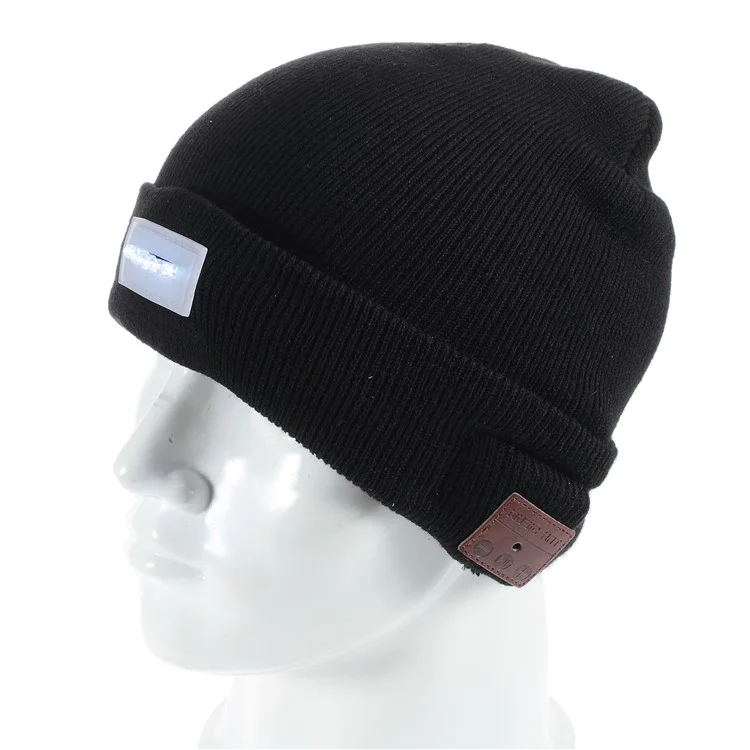 Wireless Bluetooth Headphone Hat Knitted Warm Beanie with 5-LED Light