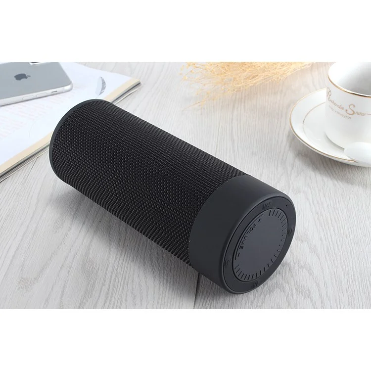 T4 Cylinder Shaped Portable Outdoor Wireless Bluetooth Speaker Support FM/TF Card/Aux-in - Black