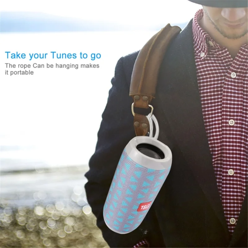 TG117 Portable Outdoor Waterproof Bluetooth-compatible Stereo Speaker Support TF Card/AUX-in/FM for iPhone X Etc. - Grey
