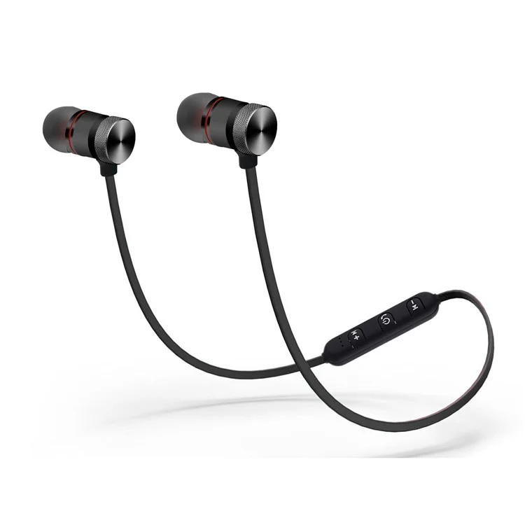BTH-838 Magnetic Bluetooth Earphone In-ear Headset with Line-in Control for iPhone X/8/8 Plus etc. - Black