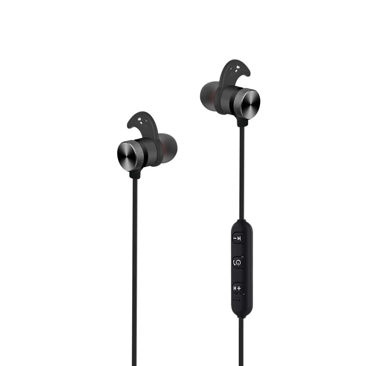 BTH-838 Magnetic Bluetooth Earphone In-ear Headset with Line-in Control for iPhone X/8/8 Plus etc. - Black