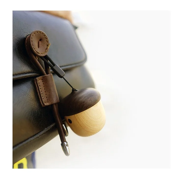 Mini Wood Grain Nut Shape Wireless Bluetooth Speaker with Sling