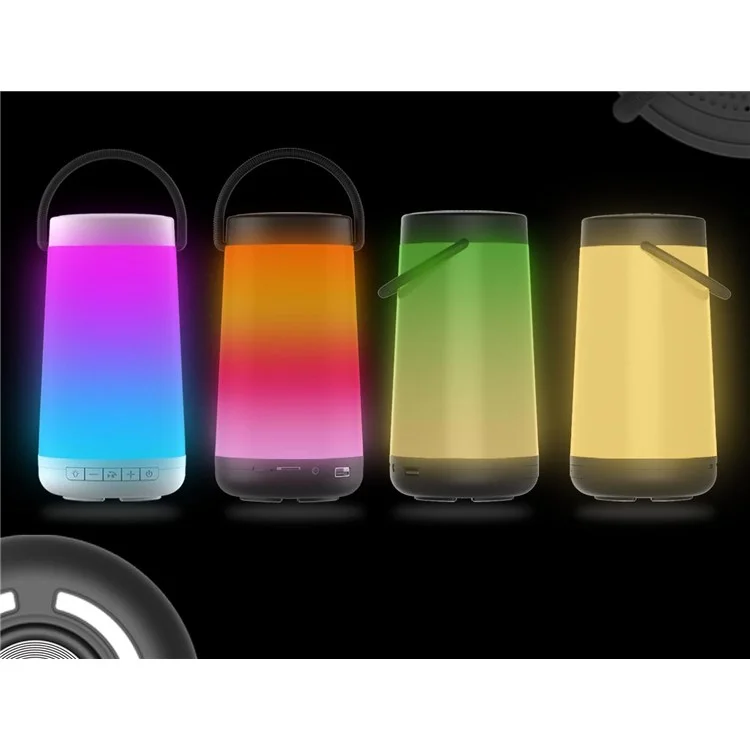 NR2000 Colorful Subwoofer Bluetooth Speaker with Mic Support FM/TF Card/Aux-in - White
