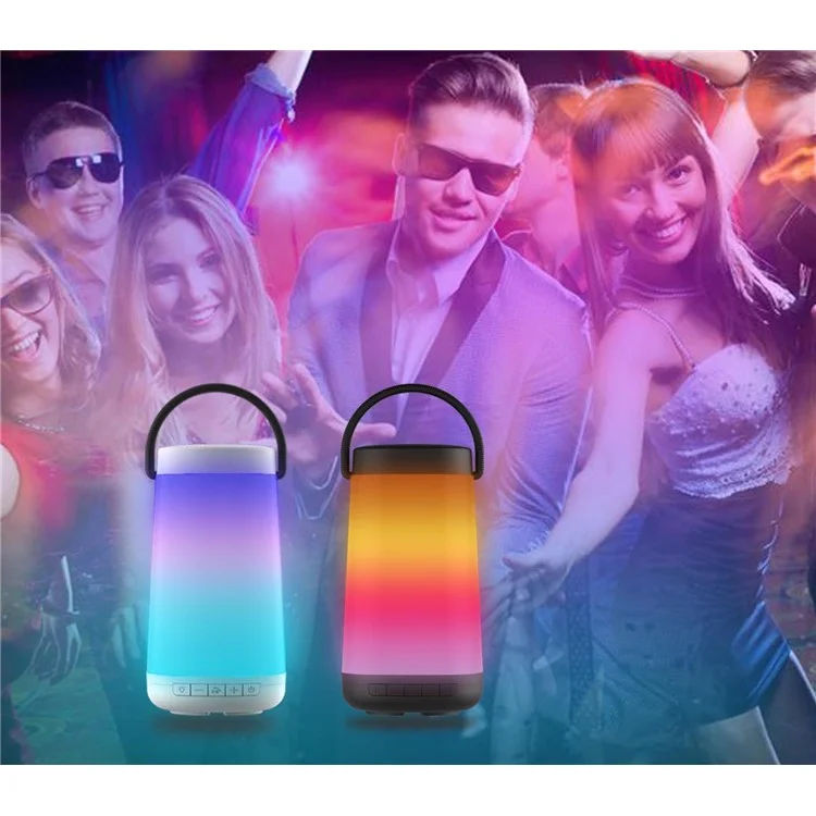 NR2000 Colorful Subwoofer Bluetooth Speaker with Mic Support FM/TF Card/Aux-in - White