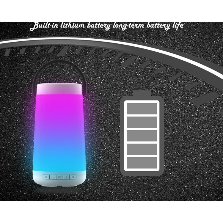 NR2000 Colorful Subwoofer Bluetooth Speaker with Mic Support FM/TF Card/Aux-in - White