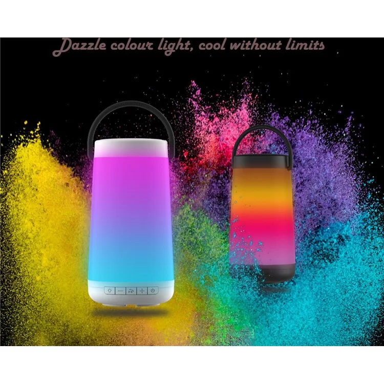NR2000 Colorful Subwoofer Bluetooth Speaker with Mic Support FM/TF Card/Aux-in - White