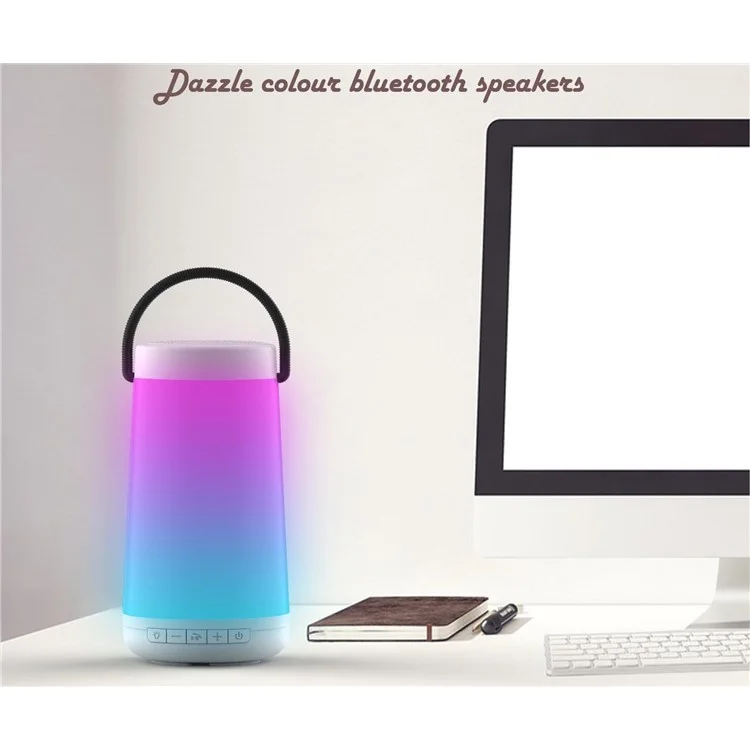 NR2000 Colorful Subwoofer Bluetooth Speaker with Mic Support FM/TF Card/Aux-in - White