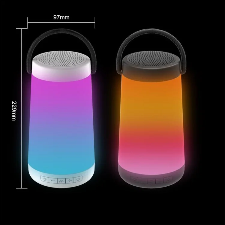 NR2000 Colorful Subwoofer Bluetooth Speaker with Mic Support FM/TF Card/Aux-in - White