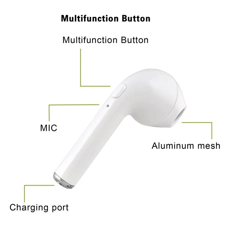 i7 TWS In-ear Wireless Bluetooth 4.1 Stereo Double Headphones with Charging Case for iPhone Samsung  - White