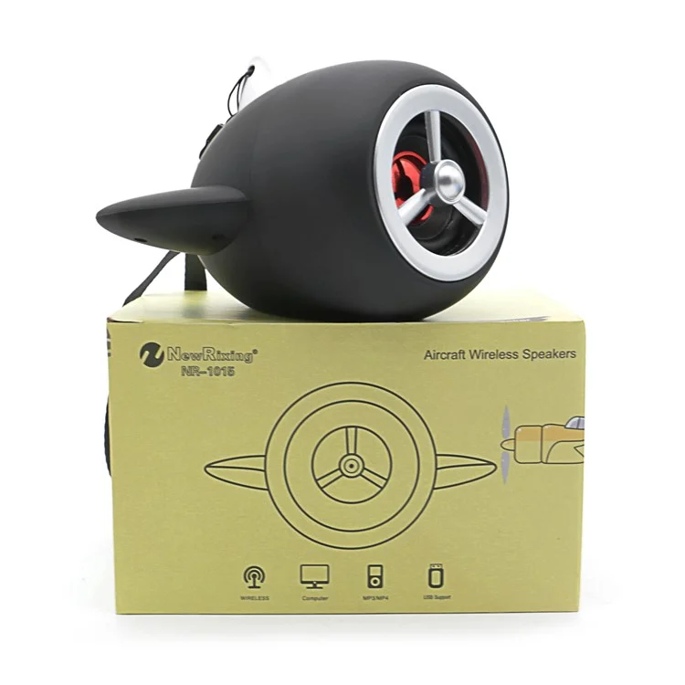 NR1015 Airplane Propeller Shape Portable Mini Bluetooth Speaker Support TF Card/U Disk/FM - Black