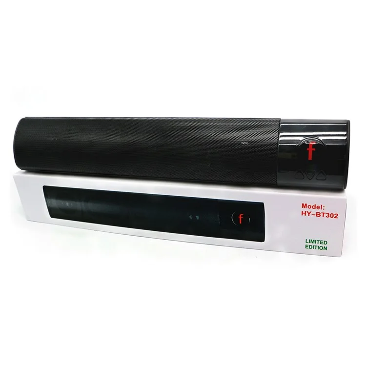 HYBT302 10W Long Soundbar Double Speaker and Diaphragm Bluetooth Speaker with Mic - Black