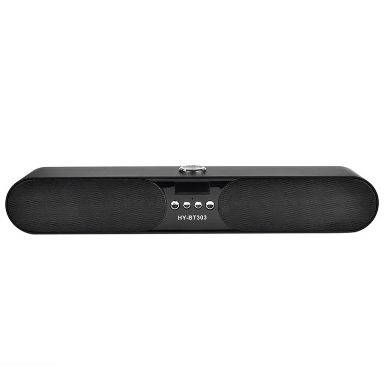HYBT303 10W Double Speaker and Diaphragm LED Screen Outdoor Bluetooth Speaker with Mic - Black