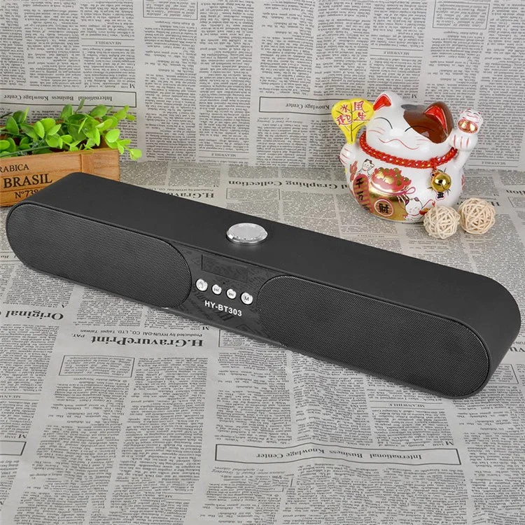 HYBT303 10W Double Speaker and Diaphragm LED Screen Outdoor Bluetooth Speaker with Mic - Black