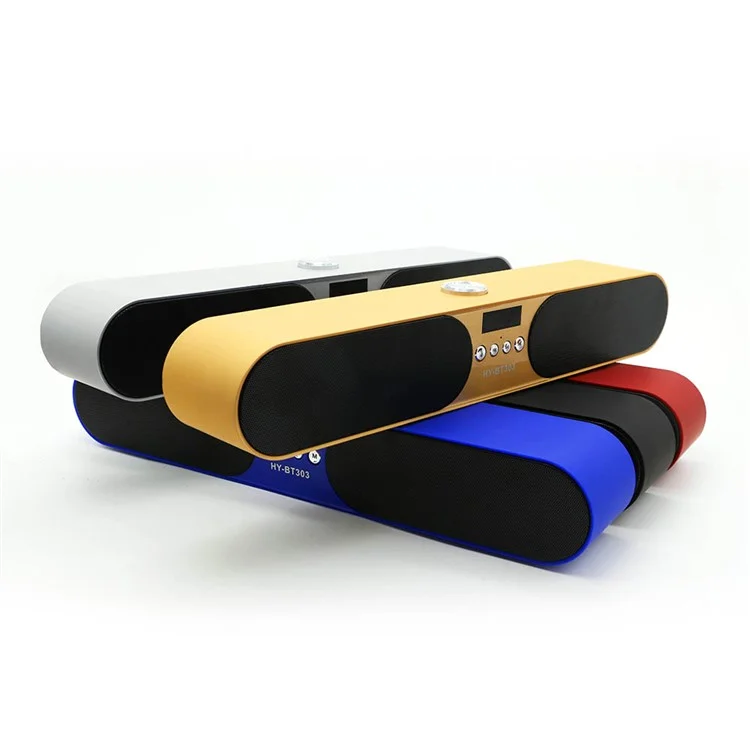 HYBT303 10W Double Speaker and Diaphragm LED Screen Outdoor Bluetooth Speaker with Mic - Black