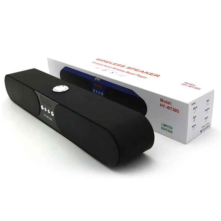 HYBT303 10W Double Speaker and Diaphragm LED Screen Outdoor Bluetooth Speaker with Mic - Black