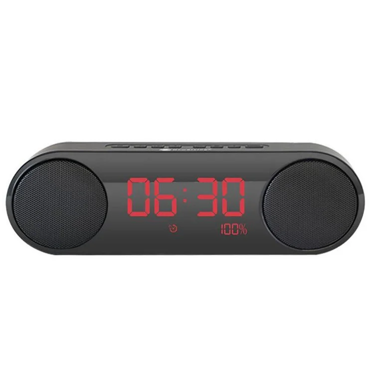 NR3014 Digital LED Display Clock Bluetooth 2.1 Speaker Support Aux-in/FM Radio/TF Card - Black