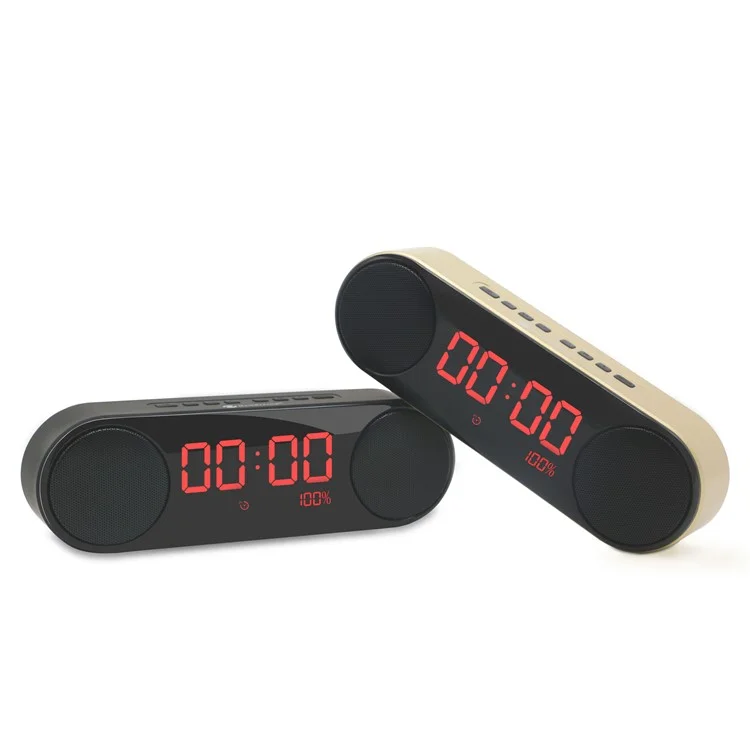 NR3014 Digital LED Display Clock Bluetooth 2.1 Speaker Support Aux-in/FM Radio/TF Card - Black