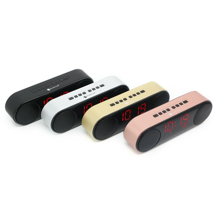 NR3014 Digital LED Display Clock Bluetooth 2.1 Speaker Support Aux-in/FM Radio/TF Card - Black