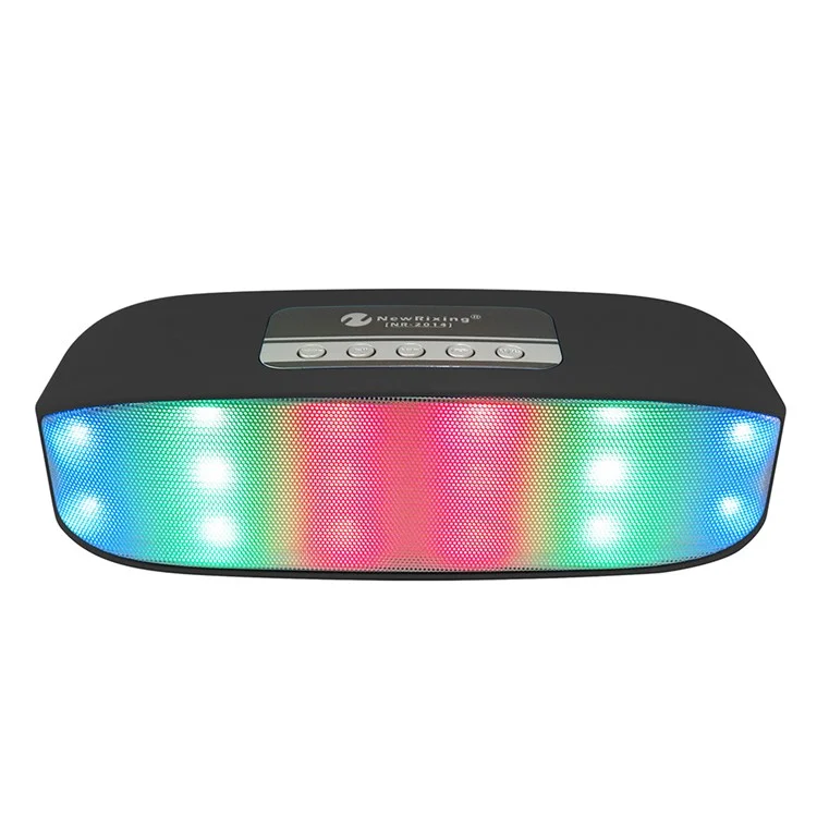 NR2014 LED Color Light Double Speaker Wireless Bluetooth Speaker with Mic - Black