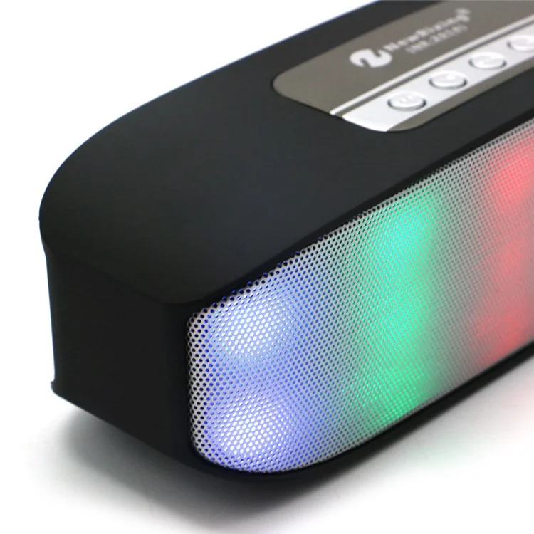 NR2014 LED Color Light Double Speaker Wireless Bluetooth Speaker with Mic - Black