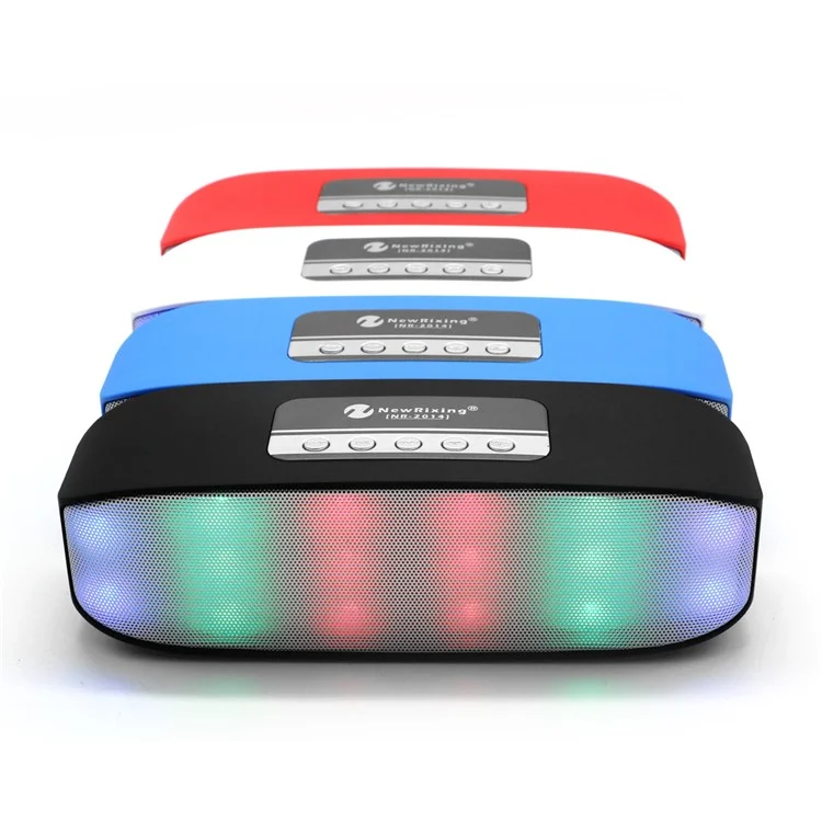 NR2014 LED Color Light Double Speaker Wireless Bluetooth Speaker with Mic - Black