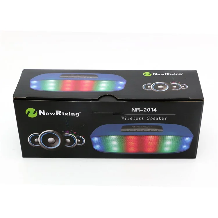 NR2014 LED Color Light Double Speaker Wireless Bluetooth Speaker with Mic - Black