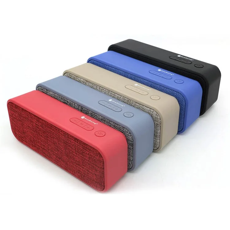 NR2016 Cloth Coated Double Speaker Outdoor Bluetooth Speaker with Mic - Black