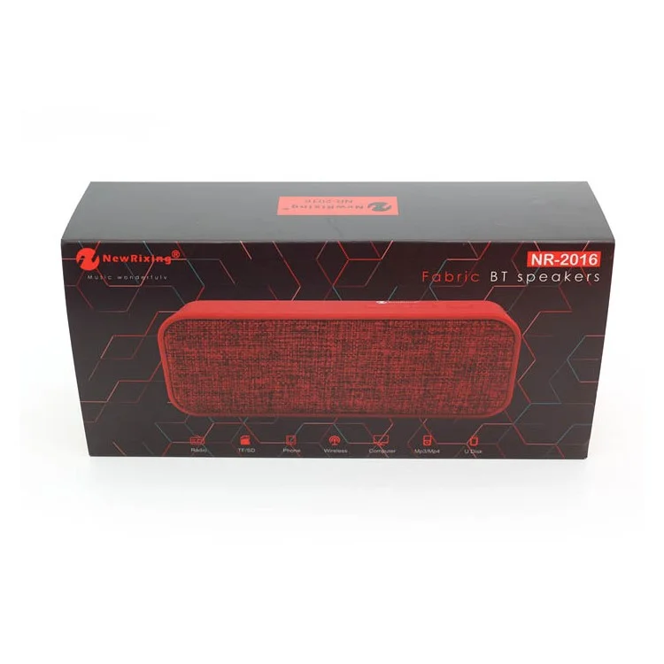 NR2016 Cloth Coated Double Speaker Outdoor Bluetooth Speaker with Mic - Black