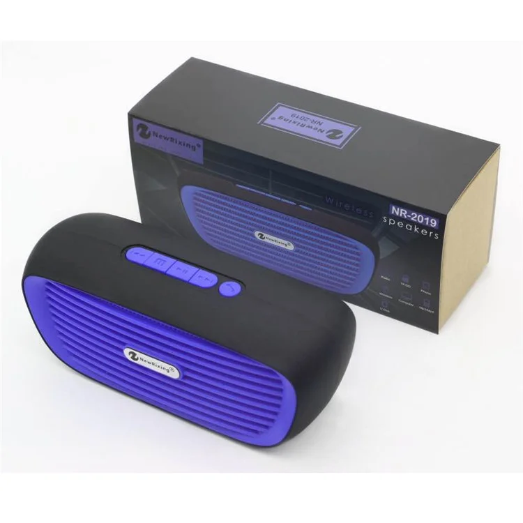 NR2019 Multifunctional Double Speaker Outdoor Bluetooth Speaker with Mic - Blue