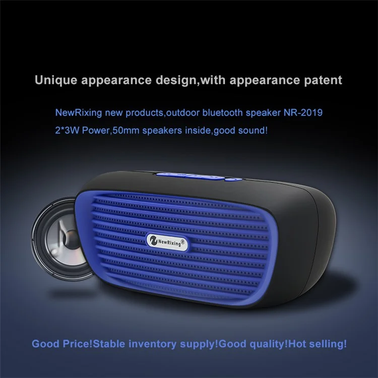 NR2019 Multifunctional Double Speaker Outdoor Bluetooth Speaker with Mic - Blue