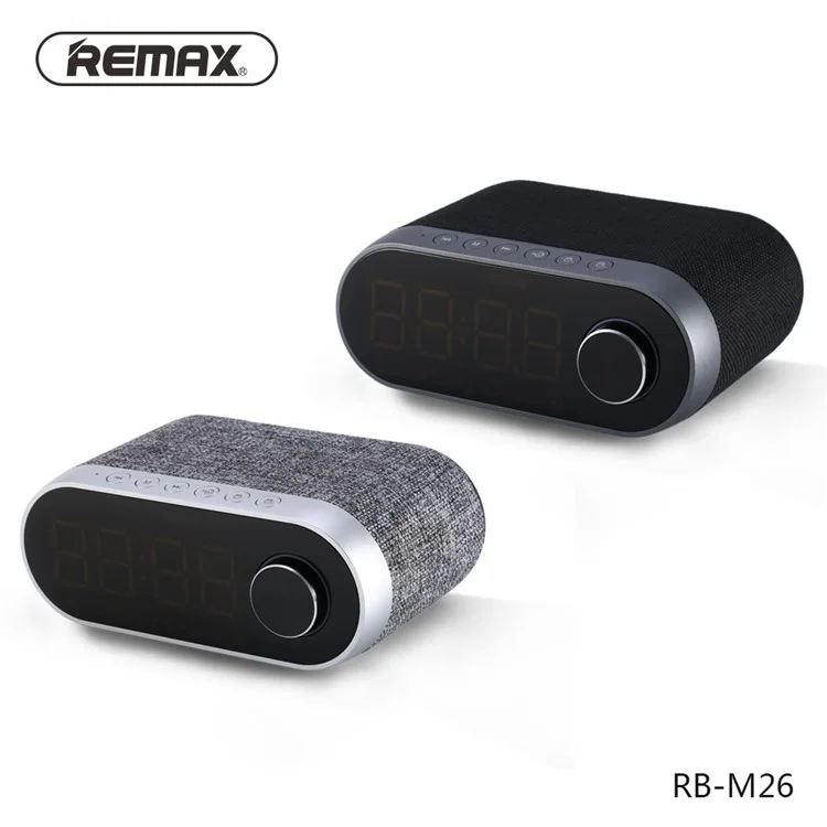 REMAX M26 Bluetooth Speaker with Alarm Clock Support FM/TF Card/Aux-in/U Disk - Black