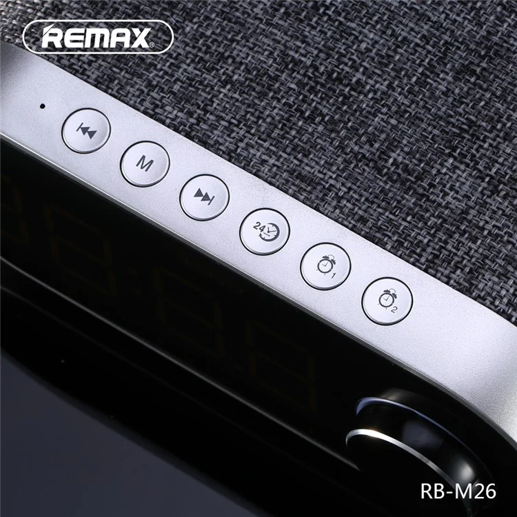 REMAX M26 Bluetooth Speaker with Alarm Clock Support FM/TF Card/Aux-in/U Disk - Black