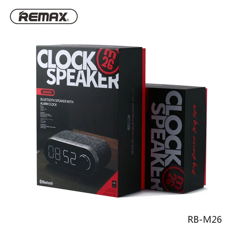 REMAX M26 Bluetooth Speaker with Alarm Clock Support FM/TF Card/Aux-in/U Disk - Black