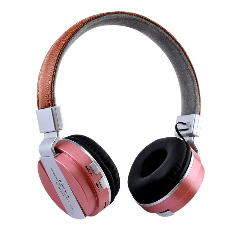 BTH-858 Foldable Over-ear Bluetooth 4.2 Earphone with TF Card Slot/Aux-in - Rose Gold