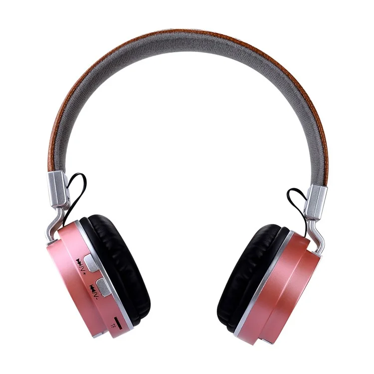 BTH-858 Foldable Over-ear Bluetooth 4.2 Earphone with TF Card Slot/Aux-in - Rose Gold