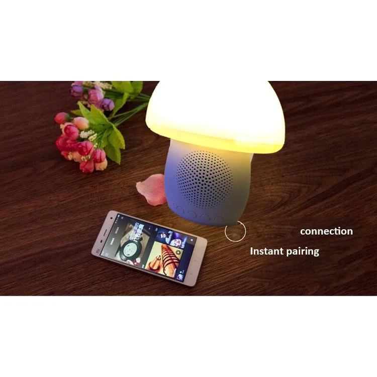 T6 Mushroom Bluetooth Speaker with Mic TF Card Slot Touch LED Night Light